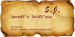 Serbán Jolánta névjegykártya